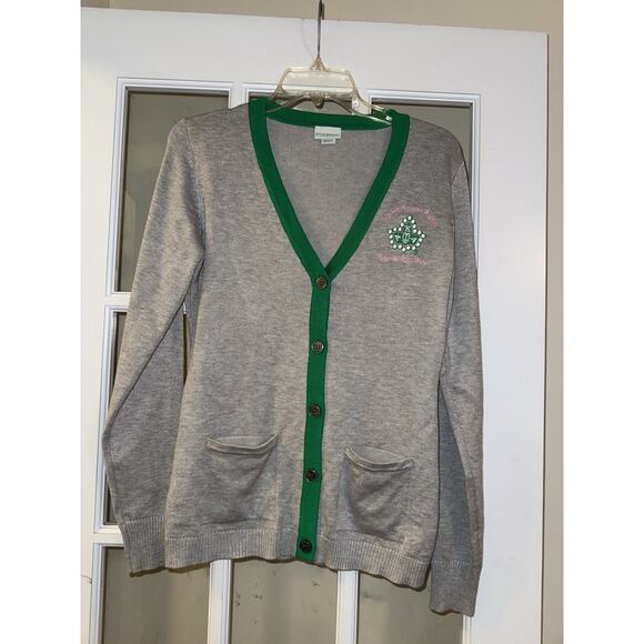 Ivy Storehouse Alpha Kappa Alpha Sorority V-Neck Button Front Cardigan Sweater S - Picture 1 of 5